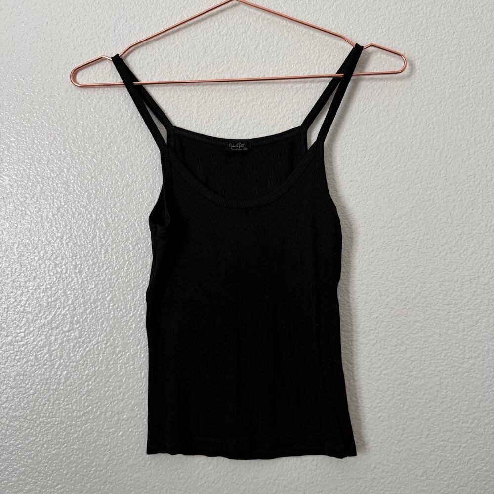 John Galt rib knit cami tank top black